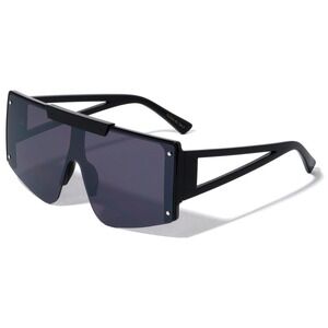 SunglassesFlat Top Rivet Accents Shades Dark Black Lens Street Wear Gafas Luxury